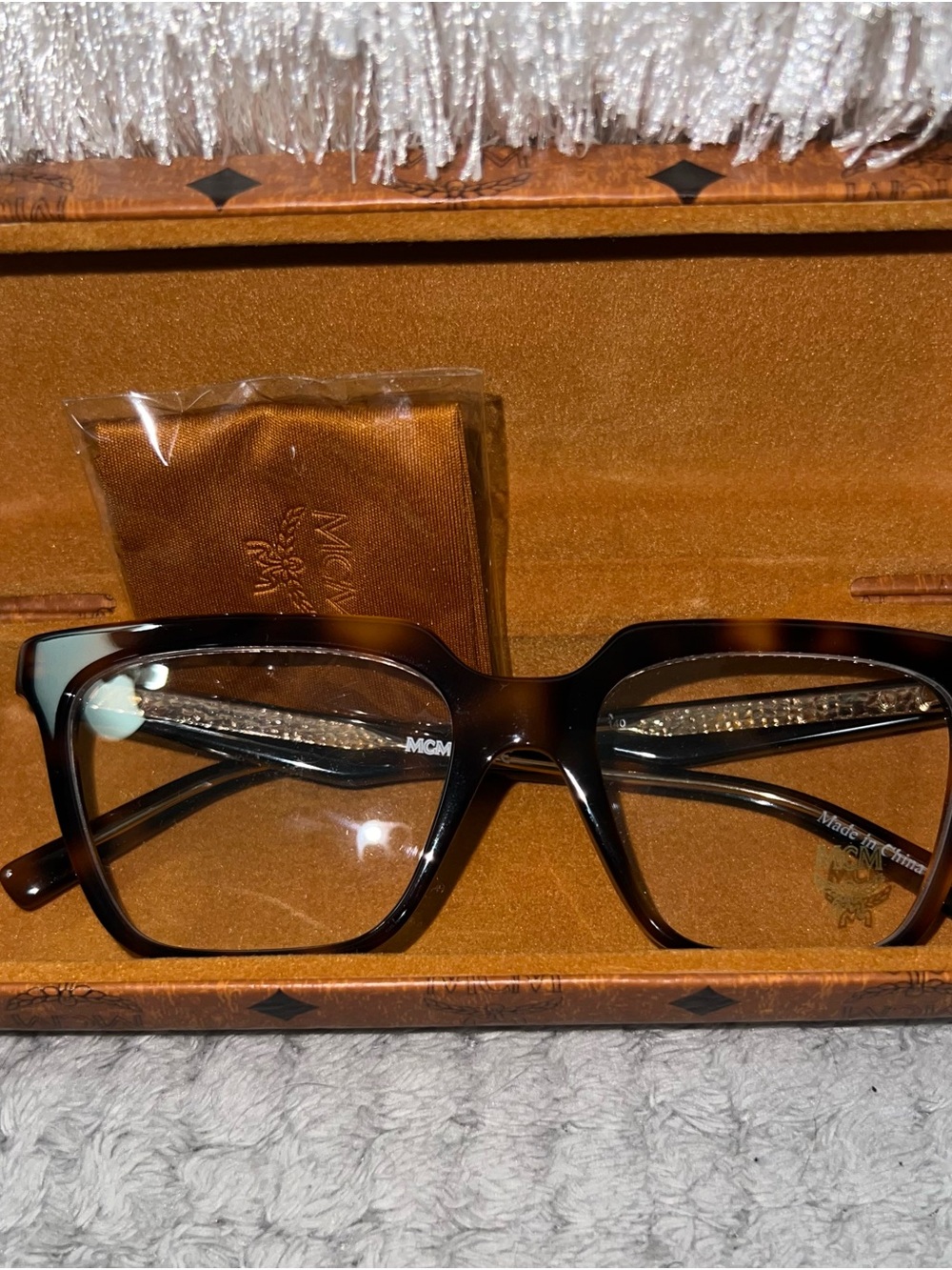 MCM Women's Tortoiseshell Square Optical Glasses - Dark Brown/Black